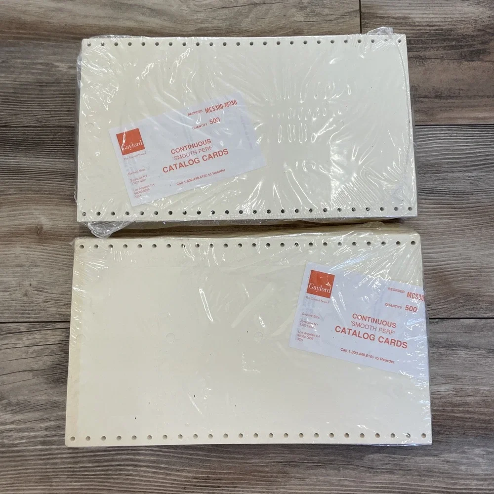 1000 Gaylord Smooth Perf Blank Library Catalog Cards NOS MCS300-M236